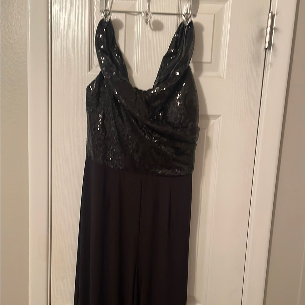 Boston Proper Black Sequin Ruched Jumpsuit